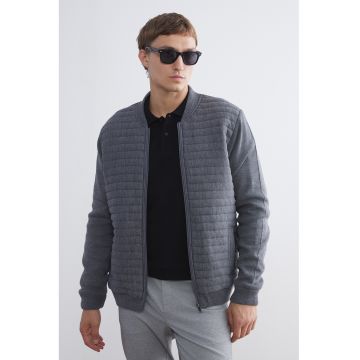 Jacheta bomber cu model uni - Gri melange