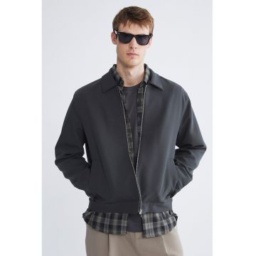 Jacheta-camasa cu fermoar si model uni - Gri antracit