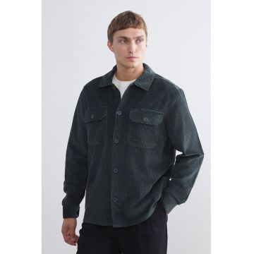 Jacheta-camasa din reiat cu buzunare pe piept - Gri inchis