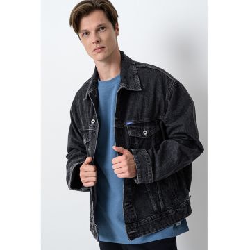 Jacheta-camasa lejera de denim Kirkby - Gri antracit