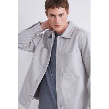 Jacheta-canmasa cu buzunare pe piept - Gri melange