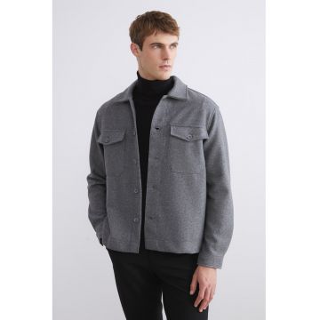 Jacheta cu buzunare pe piept - Gri melange