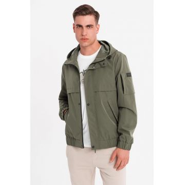 Jacheta cu buzunare si gluga - Verde feriga