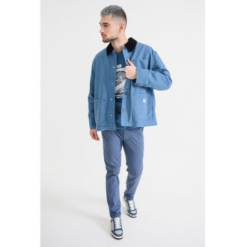 Jacheta cu capse Brams - Albastru pastel/Negru