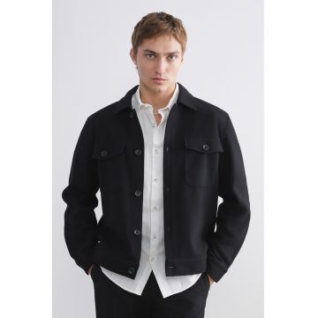Jacheta cu nasturi si guler - Negru