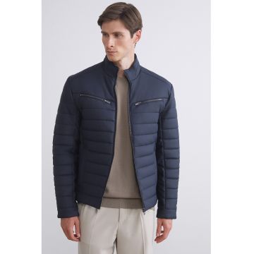 Jacheta slim fit cu guler mediu - Bleumarin