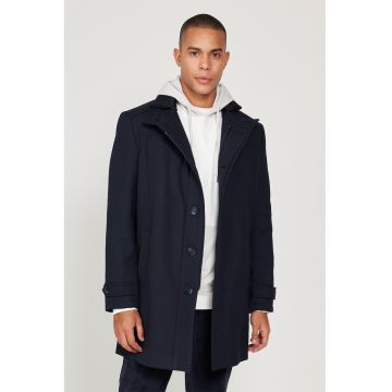 Palton uni cu buzunare laterale - Albastru ultramarin