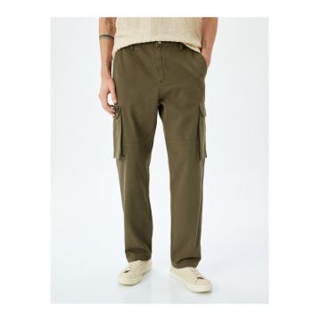 Pantaloni cargo cu croiala dreapta - Kaki