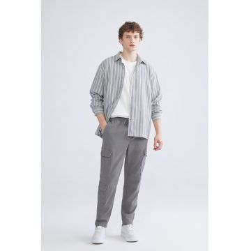 Pantaloni cargo cu talie medie - Gri