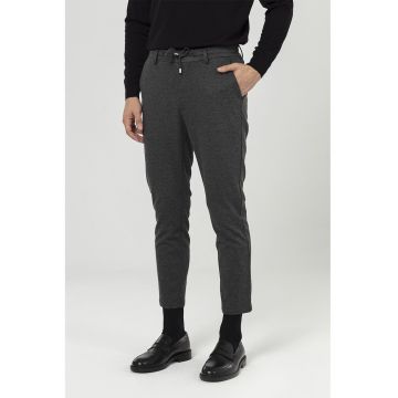 Pantaloni conici crop - Negru/Gri inchis