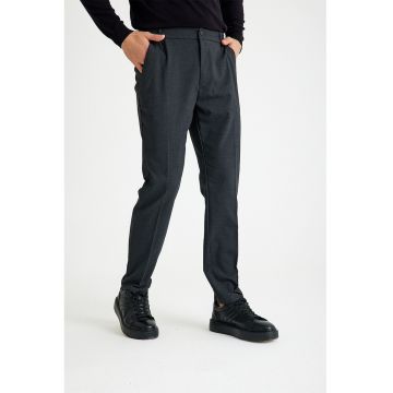 Pantaloni conici cu talie elastica - Gri carbune