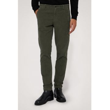 Pantaloni din amestec de bumbac cu model uni - Kaki