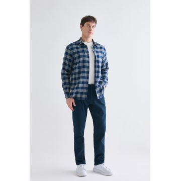 Pantaloni drepti cu model uni - Bleumarin