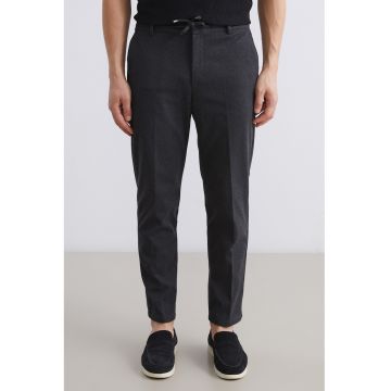 Pantaloni eleganti cu snururi de ajustare - Gri antracit