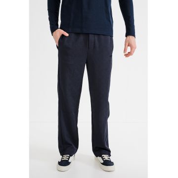 Pantaloni relaxed-fit cu talie elastica - Bleumarin