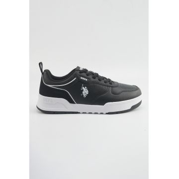 Pantofi sport din piele ecologica cu detaliu logo - Alb/Negru