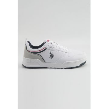 Pantofi sport din piele ecologica cu detaliu logo - Gri deschis/Albastru ultramarin/Alb optic