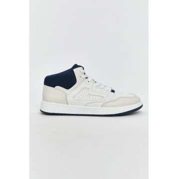 Pantofi sport mid-high din piele ecologica - Alb murdar