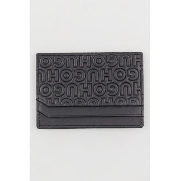 Portcart de piele cu monograma - Negru