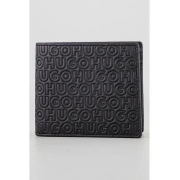 Portofel de piele cu monograma - Negru stins