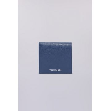 Portofel pliabil cu piele granulata - Albastru inchis