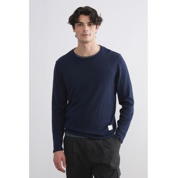 Pulover cu decolteu rotund - Bleumarin