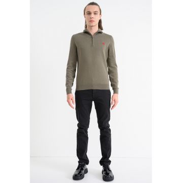 Pulover cu fermoar scurt San Quintus - Verde sparanghel