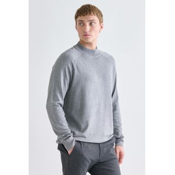 Pulover cu maneci raglan - Gri melange