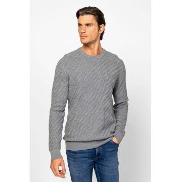 Pulover de bumbac cu decolteu la baza gatului - Gri