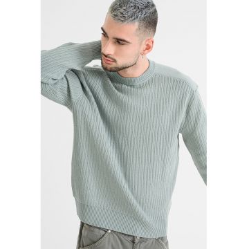 Pulover din amestec de lana cu striatii Koltorp - Verde menta