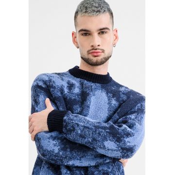 Pulover din amestec de lana Kradar - Albastru/Bleumarin