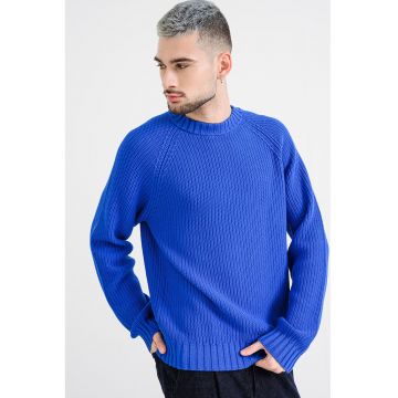 Pulover tricotat cu model uni - Albastru royal