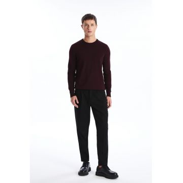 Pulover uni cu decolteu la baza gatului - Violet pruna