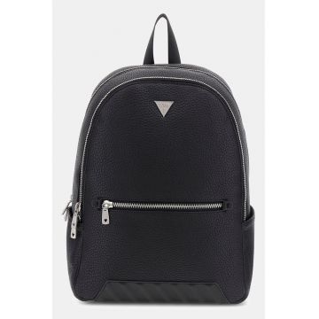 Rucsac de piele ecologica cu logo metalic - Negru