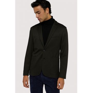 Sacou cu revere decupate si buzunare - Kaki inchis