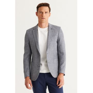 Sacou uni cu buzunare - Gri deschis melange