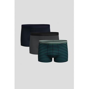 Set de boxeri - 3 perechi - Verde aquamarin/Gri inchis/Bleumarin