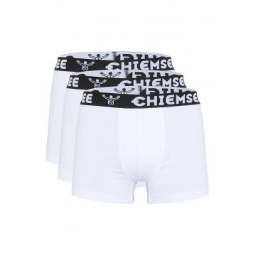 Set de boxeri cu banda logo in talie - 3 perechi - Alb