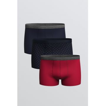 Set de boxeri cu talie medie - 3 perechi - Visiniu/Albastru ultramarin