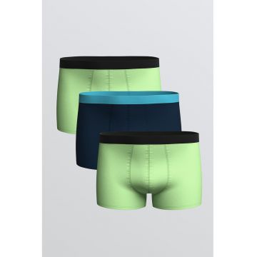 Set de boxeri din amestec de bmbac - 3 perechi - Verde deschis/Bleumarin