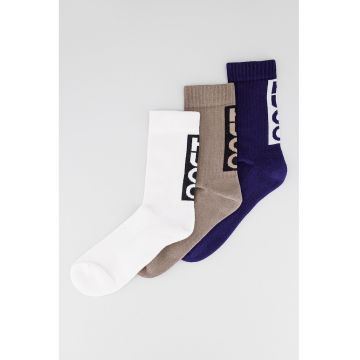 Set de sosete lungi cu logo - 3 perechi - Alb/Kaki/Bleumarin
