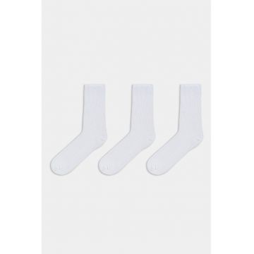 Set de sosete lungi cu model uni - 3 perechi - Alb