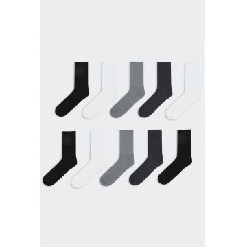 Set de sosete scurte - 10 perechi - Alb/Negru/Gri