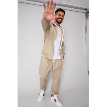 Set Neo hanorac cu fermoar si pantalon Baggy Dusty Grey New 19219 - Gri