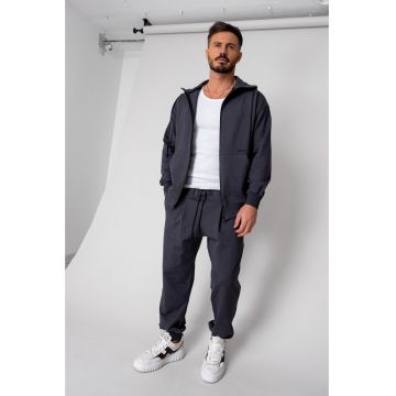 Set Neo hanorac cu fermoar si pantalon Baggy Grey Anthracite New 19214