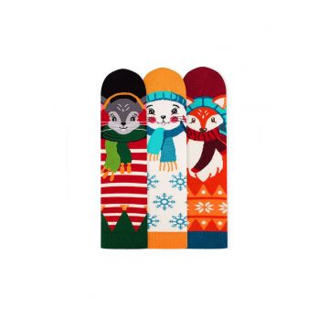 Sosete bambus de Craciun CUTIE 3 Comfort Feet Socks Soarece Iepure Vulpe