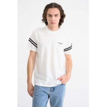 Tricou cu accente in dungi - Alb/Negru