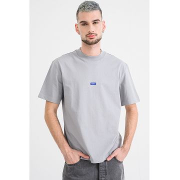 Tricou cu decolteu la baza gatului si logo Nieros - Albastru prafuit