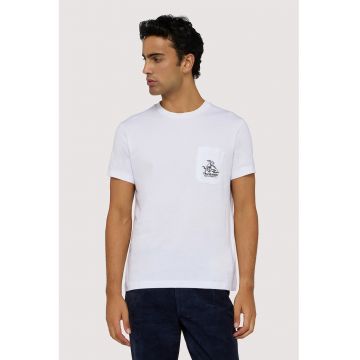 Tricou cu detaliu cu logo discret si buzunar pe piept - Alb optic