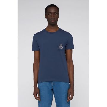 Tricou cu detaliu cu logo discret si buzunar pe piept - Albastru inchis